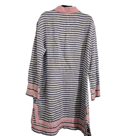 STS Sail to Sable Striped Tunic Top Navy Pink Trim Preppy 3/4 Sleeve Sz 4 - Picture 5 of 7
